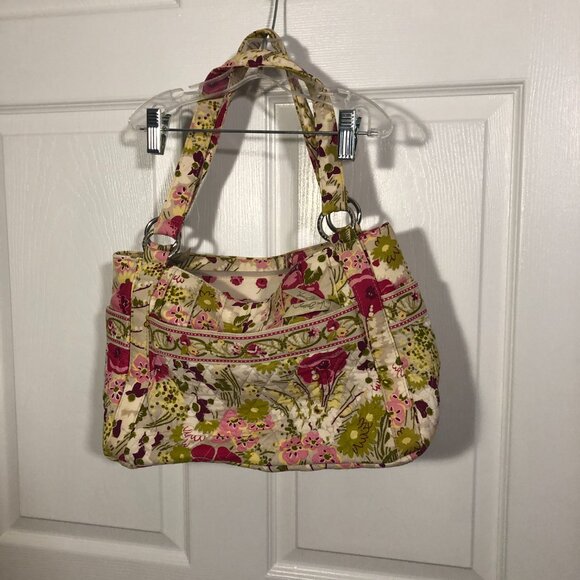 Vera Bradley women pink and lime handbag, 12 x 9 x 5 - Picture 4 of 16